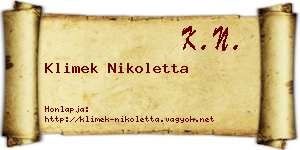 Klimek Nikoletta névjegykártya